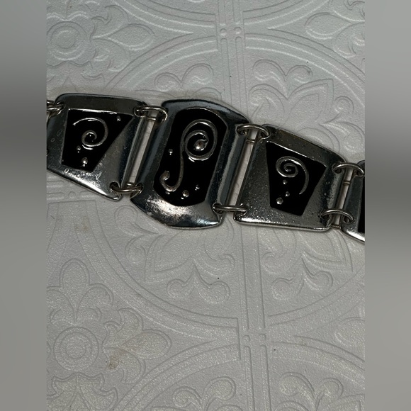 🛍️soldout Chicos Chain Link Belt 36-39 XL Adjustable Black Enamel Inlayed - Picture 14 of 14